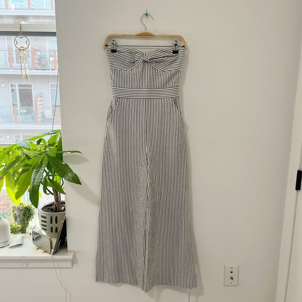 Veronica Beard Seersucker Print Strapless Jumpsuit Size 0